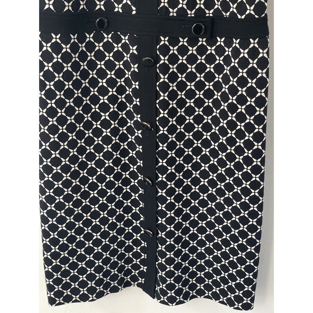 Talbots Womens Black White Patterned Sheath Dress MIDI Size 10P Sleeveless - Picture 5 of 14